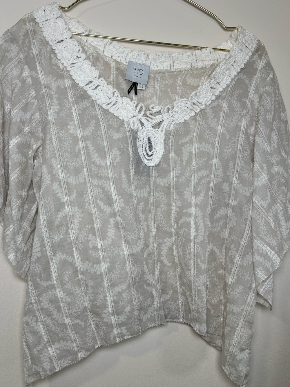 HD in Paris Cream Lace-Trim Boho Tunic